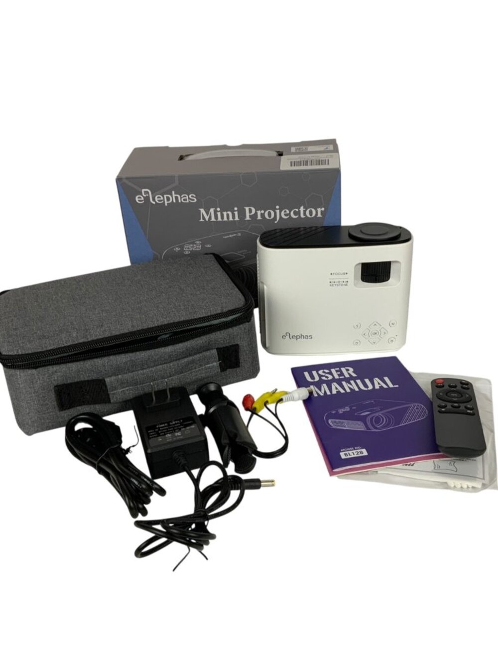 Elephas Mini LED Projector BL128 With Accessories Carry Case Compact Portable